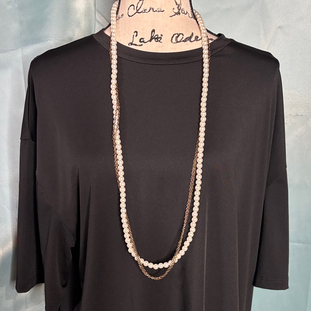 Vintage 1980’s Tri-Layer Faux Pearl Necklace/sweater chain dark romantic